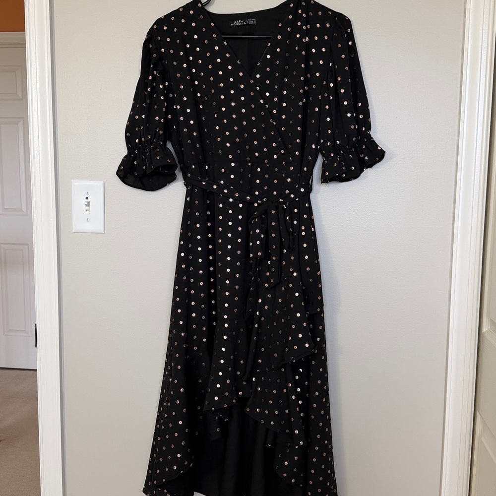 Black Polka Dot Wrap Dress